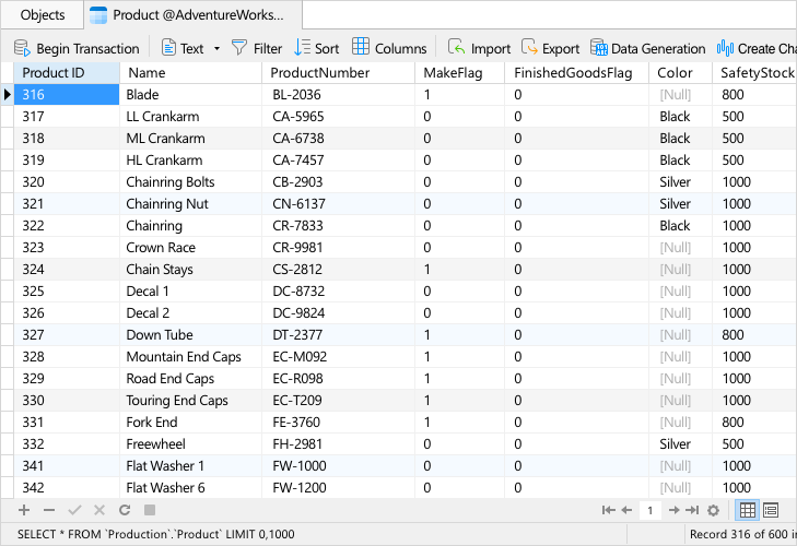 screenshot of Navicat Premium